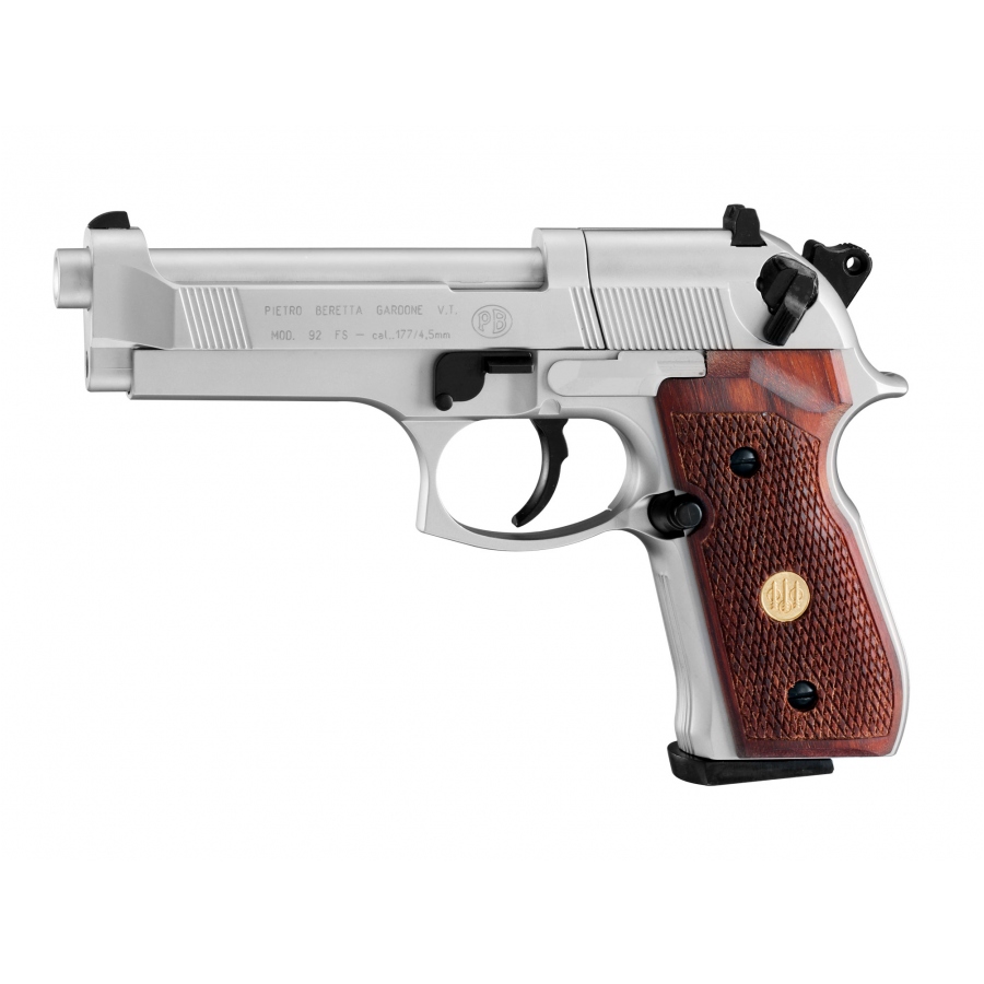 Vzduchová pistole Beretta M92 FS nikl/dřevo