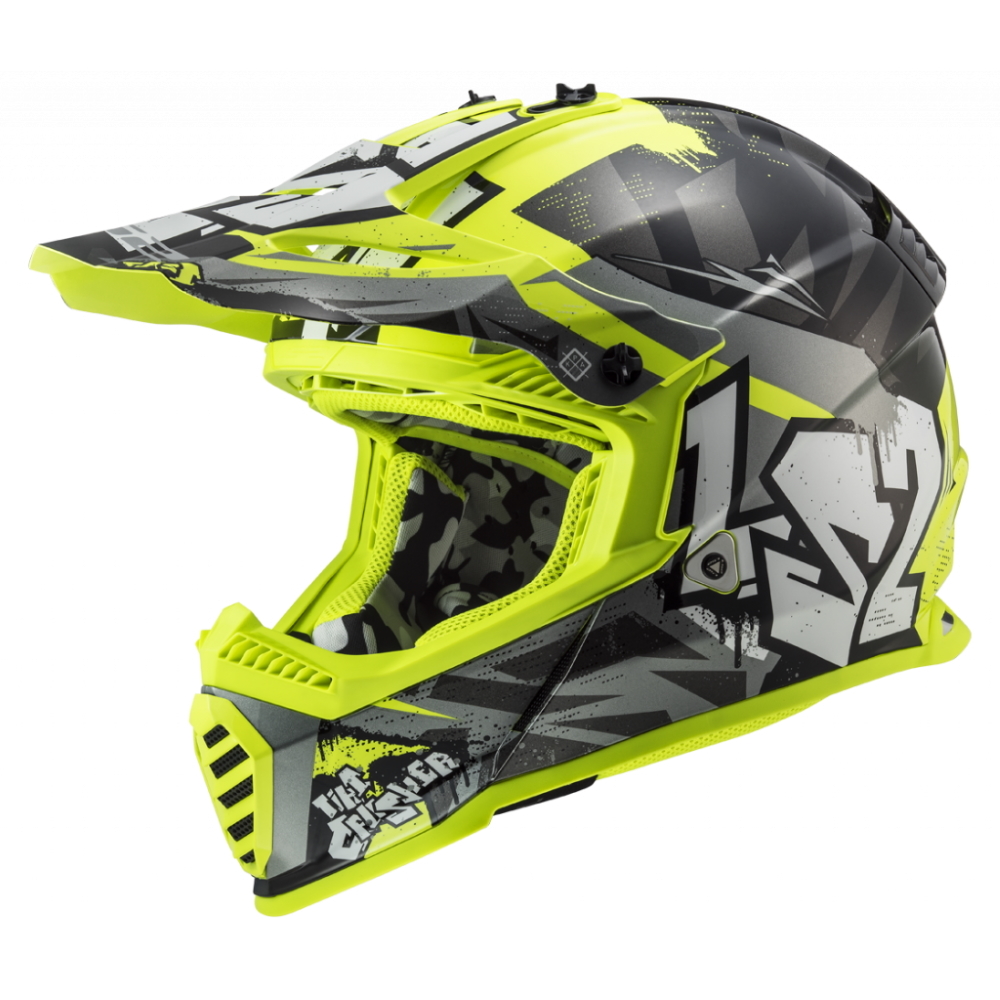 Motocrossová přilba LS2 MX437 Fast Evo Mini Crusher - šedo-žlutá