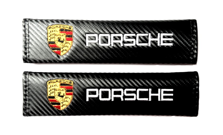 Návleky 2ks pro bezpečnostní pás značky Porsche - carbon