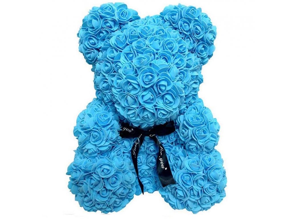 Z růží medvídek Rose Bear modrý