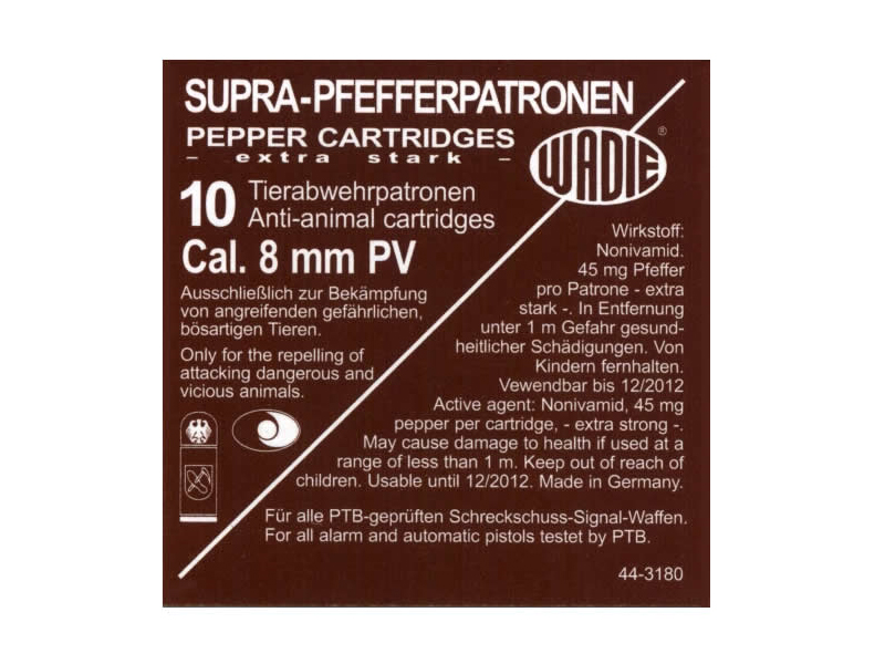 Plynové náboje PV-S 8mm Supra Pepper