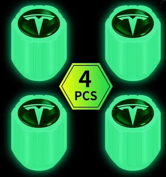 Svítící čepičky ventilku kola Tesla 4ks
